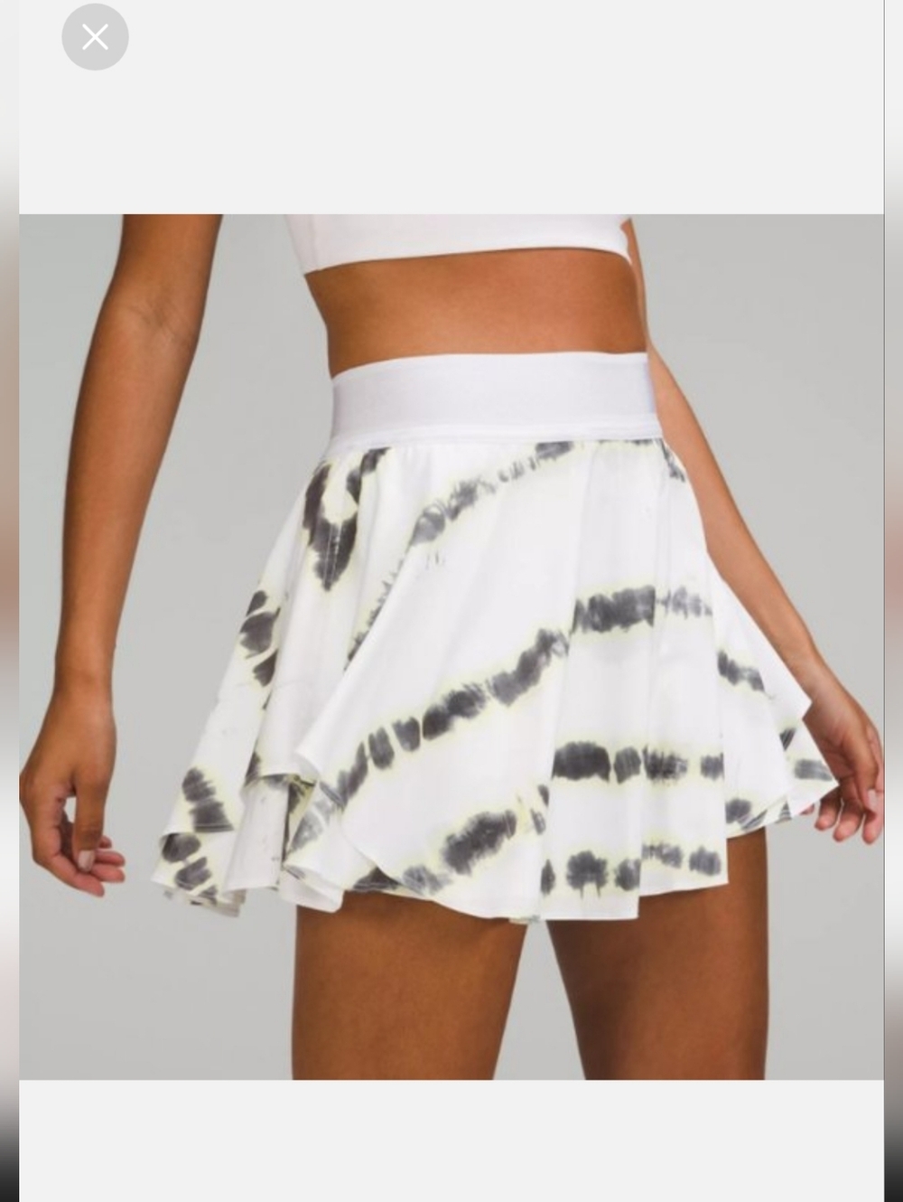 Lululemon Court Rival HR Skirt Long White Tie Dye Skater Skirt Tennis Pickleball